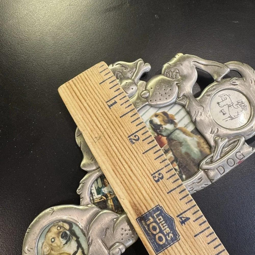 Vintage Pewter Pet Dog Puppy Collage Picture‎ Frame Holds 4 Pictures